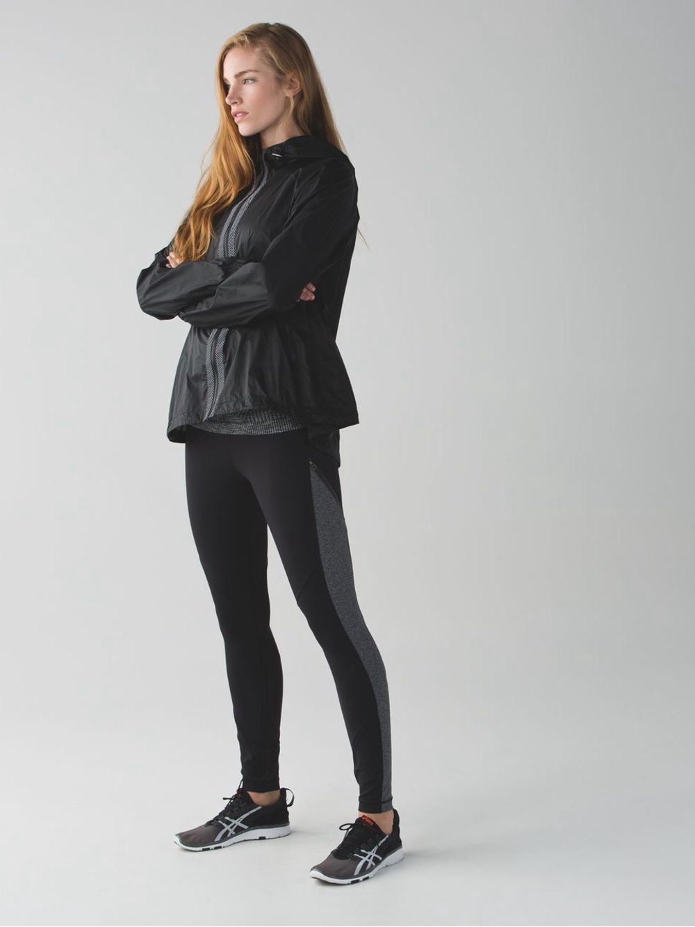 LULULEMON Rain-On Train-On Tight Black Gray Active Leggings Run Running Size 4